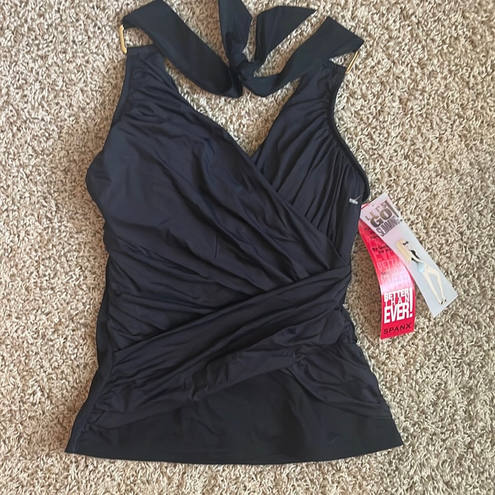 SPANX Black Draped Swim Tankini
